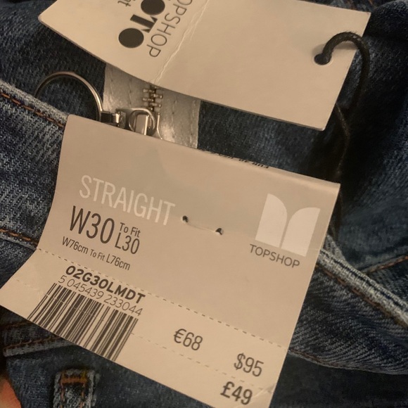Top Shop Straight Moto Jeans NWT - Picture 3 of 4